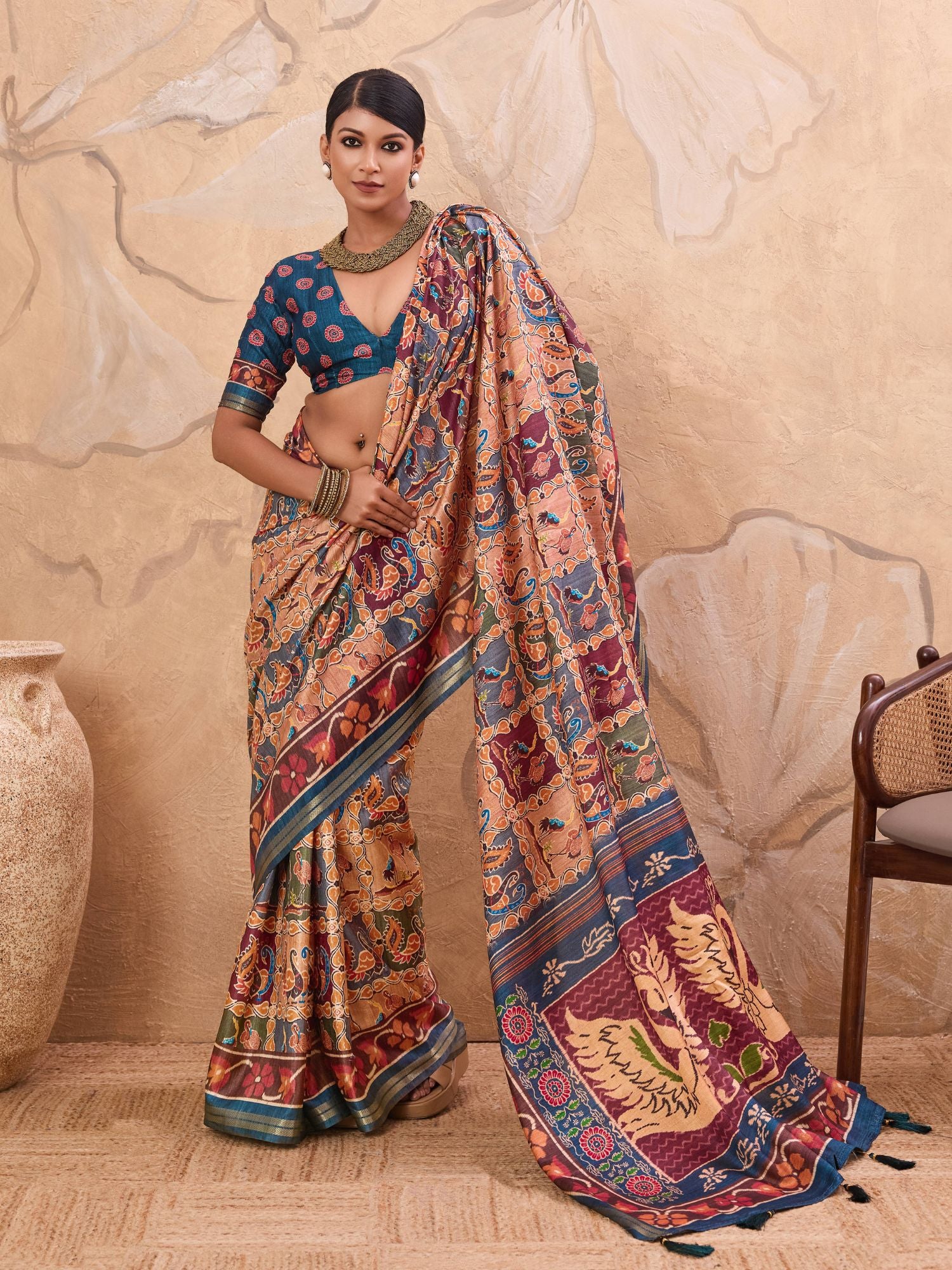 Multicolor Patola Print Art Silk Saree