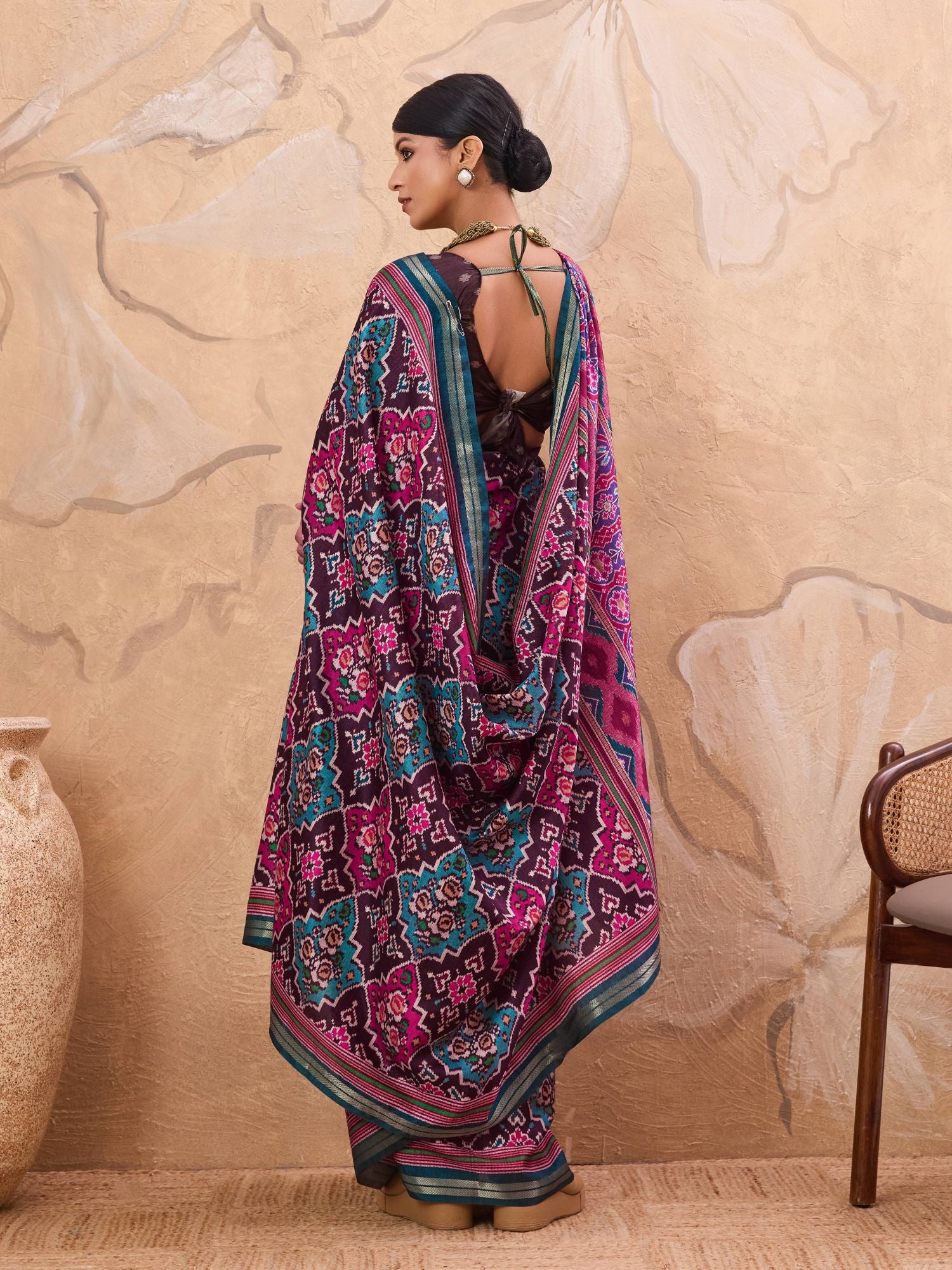 Purple Patola Print Art Silk Saree