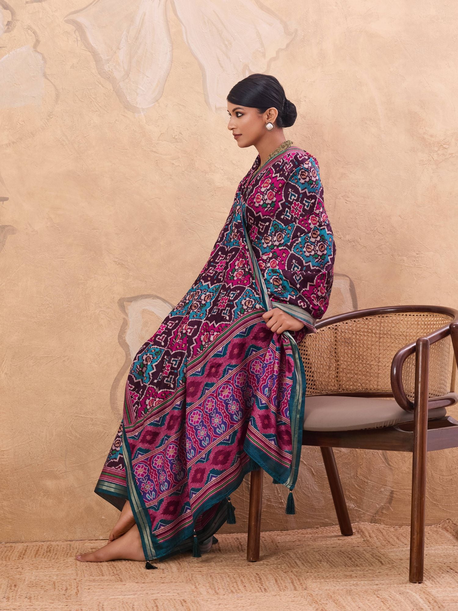 Purple Patola Print Art Silk Saree