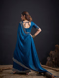 Royal Blue Art Silk Embroidered Saree with Belt
