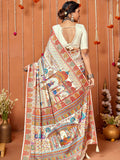 Cream Art Silk Festive Wear Saree