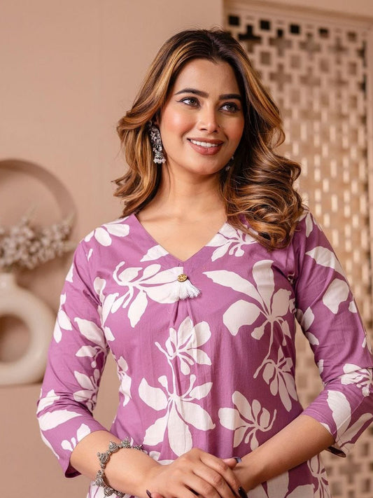 Onion Pink Digital Printed Top Bottom Set
