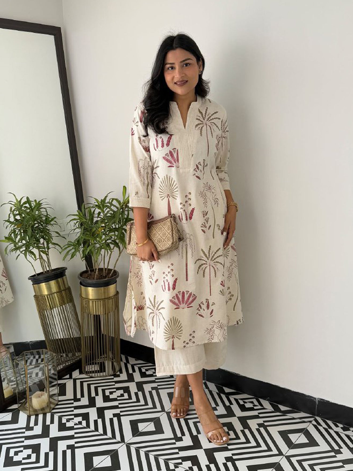 Off White Floral Printed Co-ord Set