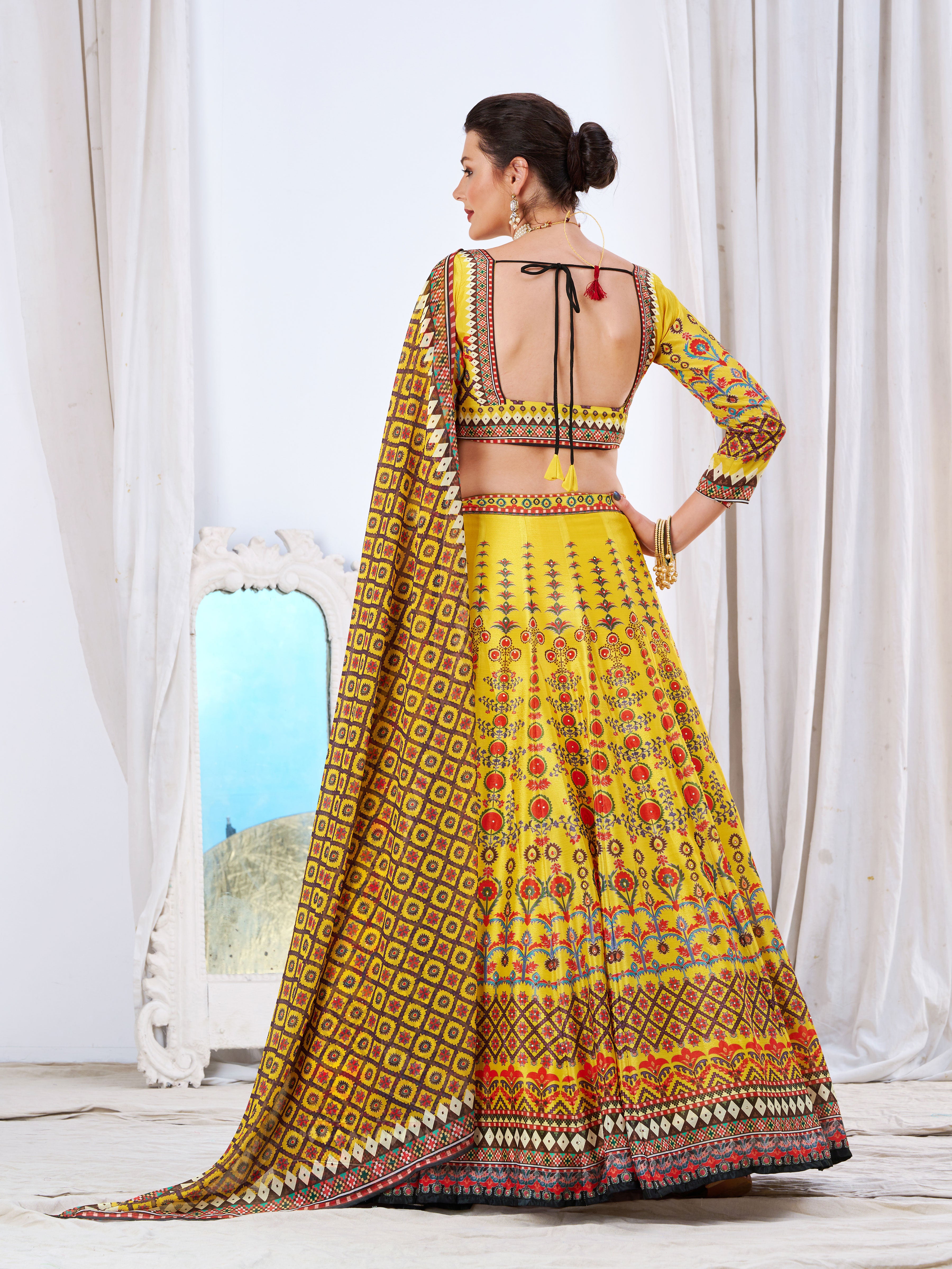 Yellow Digital Printed Lehenga Choli