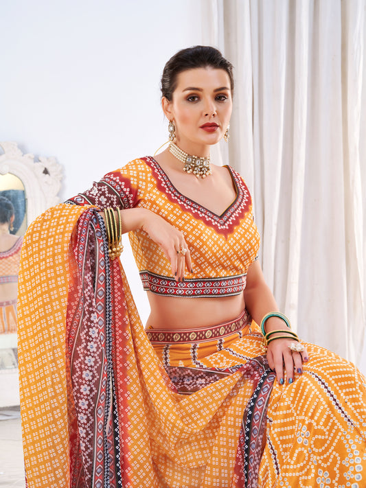 Yellow Art Silk Lehenga Choli Set