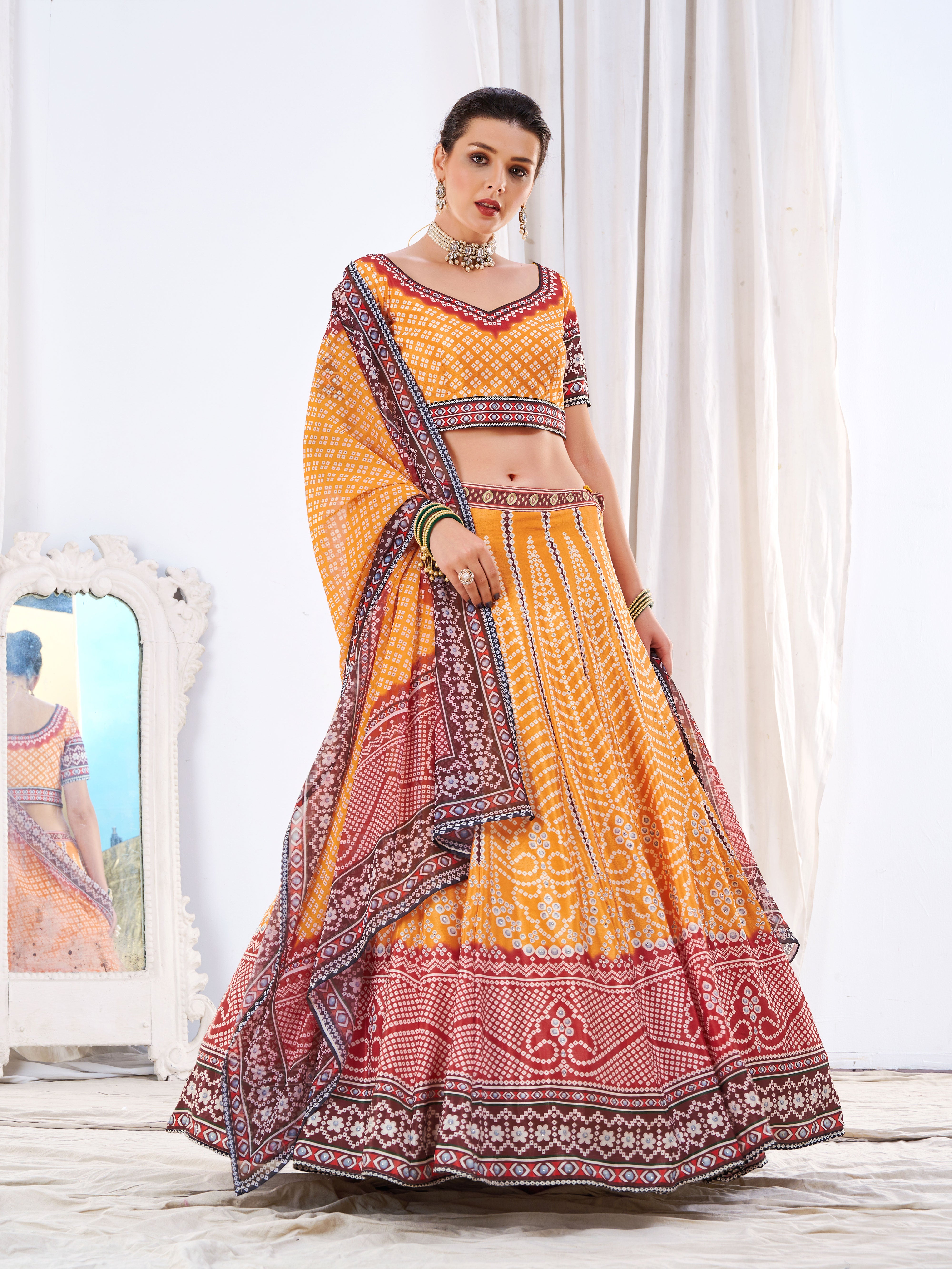Yellow Art Silk Lehenga Choli Set
