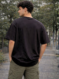 Black Boho Graphic Printed Oversized T-Shirt for Men