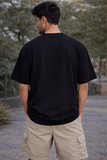 Men's Black Regal Lion Graphic Printed Oversized T-Shirt
