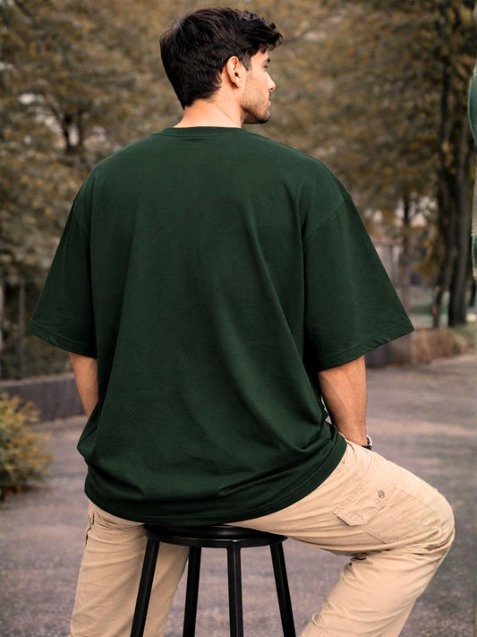 Men's Green Regal Lion Graphic Printed Oversized T-Shirt