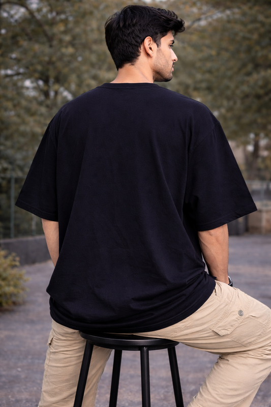 Navy Blue Kathakali Graphic Printed Oversized T-Shirt