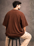 Men's Brown Kathakali Graphic Printed Oversized T-Shirt