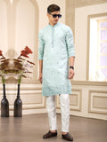 Pista Green Art Silk Kurta Pajama