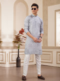 Light Grey Art Silk Festive Kurta Pajama