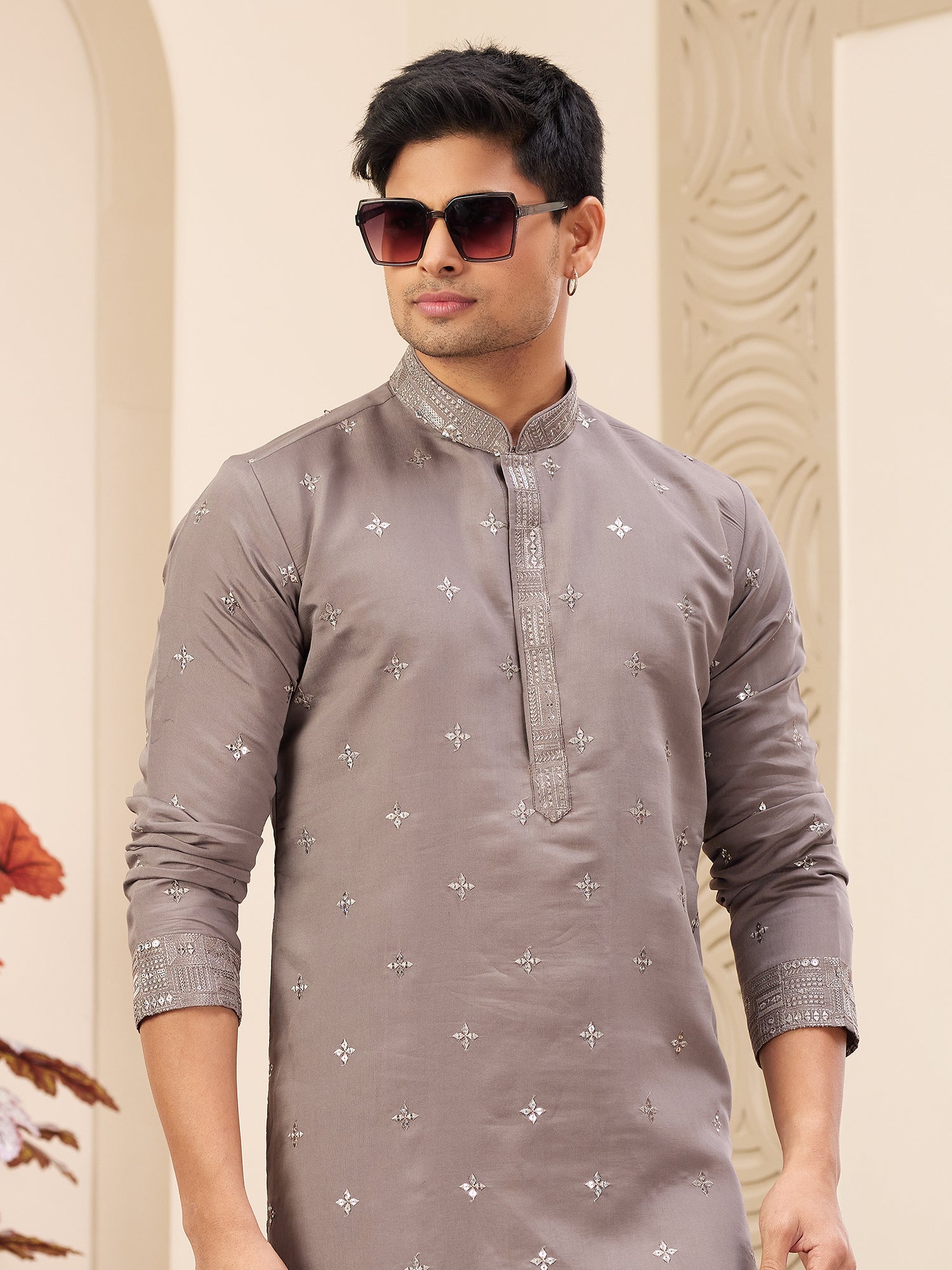 Brown Banarasi Art Silk Festive Kurta Pajama