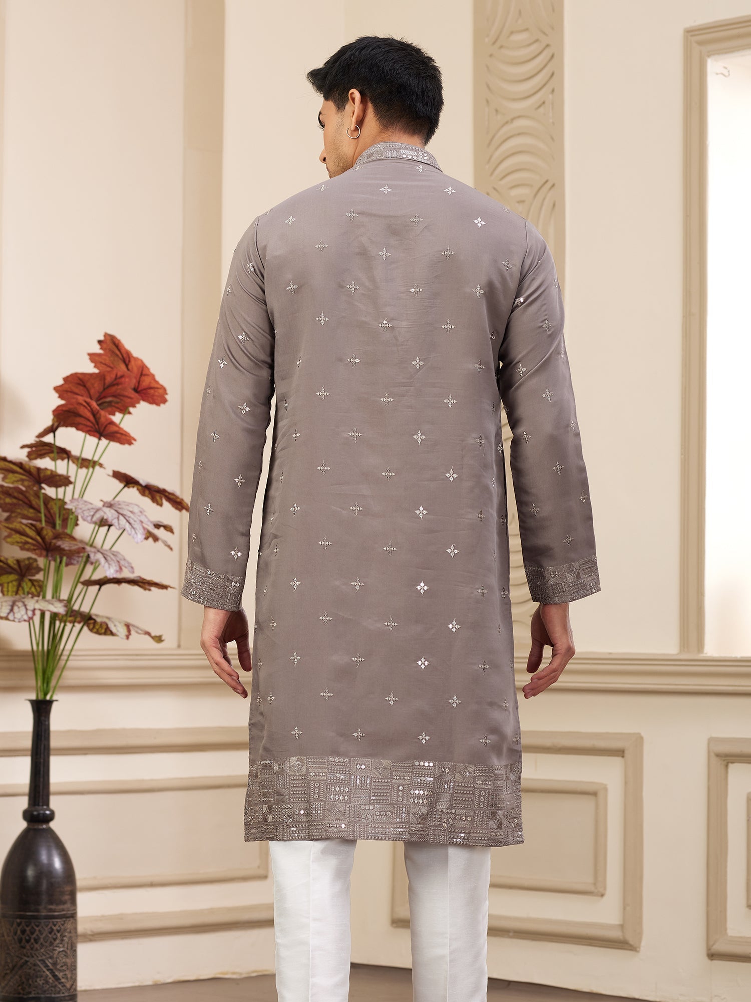 Brown Banarasi Art Silk Festive Kurta Pajama