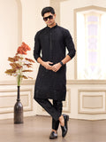 Black Art Silk Festive Kurta Pajama