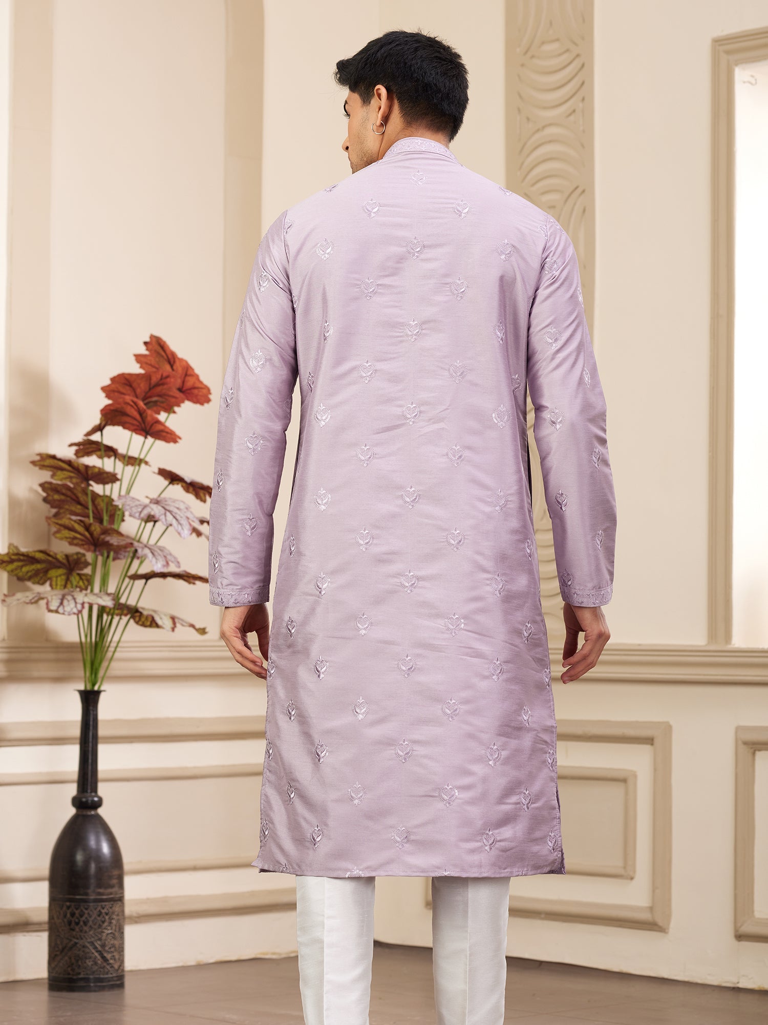 Light Purple Art Silk Festive Kurta Pajama
