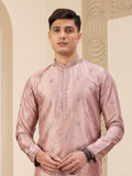 Pink Art Silk Festive Kurta Pajama For Men