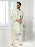 Pista Green Resham Embroidered Indo Sherwani