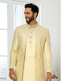 Yellow Sequin Indo Western Sherwani in Art Silk