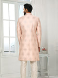 Peach Sequin Art Silk Indo Western Sherwani