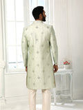 Pastel Grey Art Silk Indo Western Sherwani