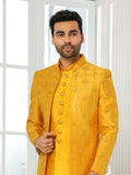 Mustard  Yellow Sequin Indo Western Sherwani