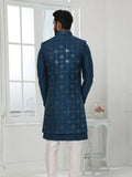 Navy Blue Art Silk Indo Western Sherwani