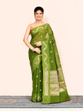Green Zari Woven Embroidered Art Silk Saree