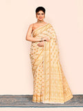 Cream Zari Woven Banarasi Art Silk Saree