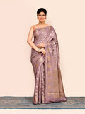 Pastel Grey Zari Woven Banarasi Silk Saree