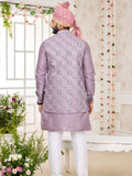 Onion Pink Art Silk Kurta Pajama With Jacket