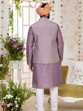 Onion Pink Silk Embroidered Kurta Pajama Jacket Set