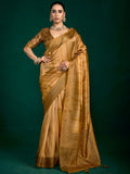 Golden Zari Woven Tussar Silk Saree