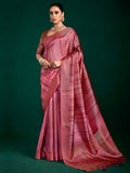 Pink Zari Woven Tussar Silk Saree
