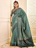 Traditional Grey Zari Woven Tussar Silk Saree