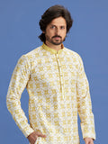 Yellow Cotton Embroidered Kurta Pajama