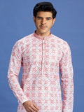 Pink Cotton Embroidered Kurta Pajama