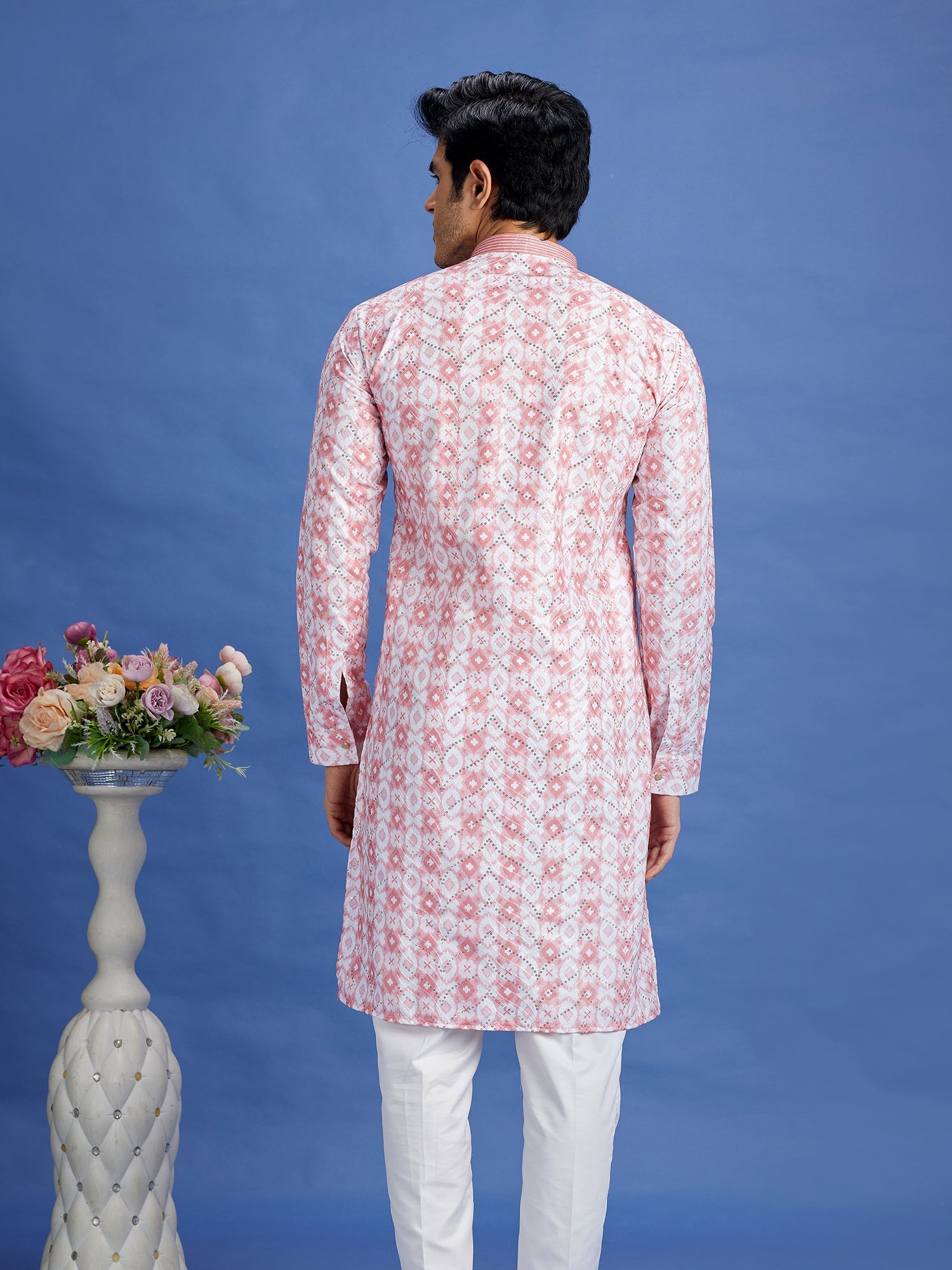 Pink Cotton Embroidered Kurta Pajama
