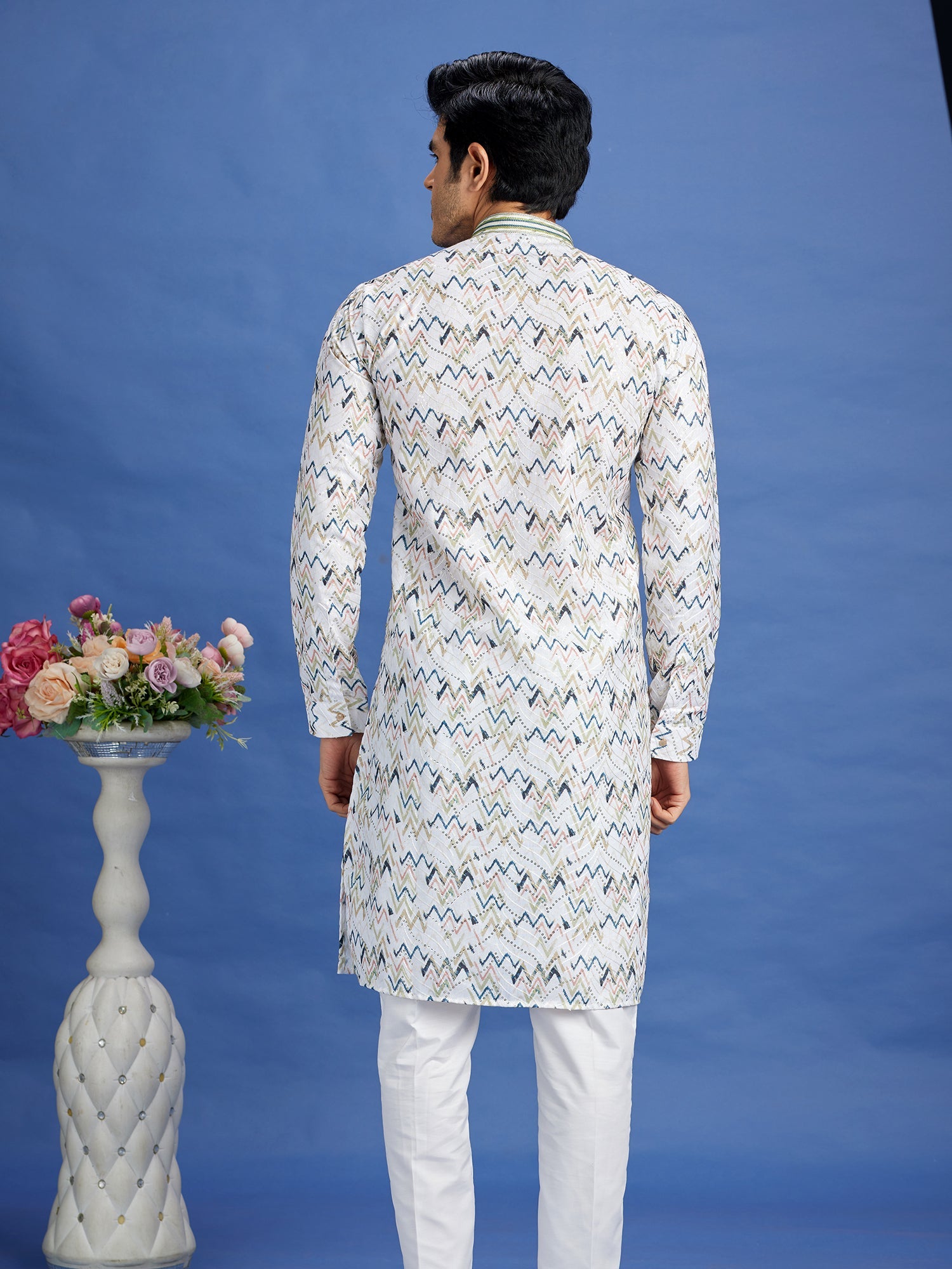 Multicolor Cotton Embroidered Kurta Pajama
