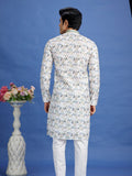 Multicolor Cotton Embroidered Kurta Pajama