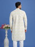 Yellow Cotton Embroidered Party Wear Kurta Pajama
