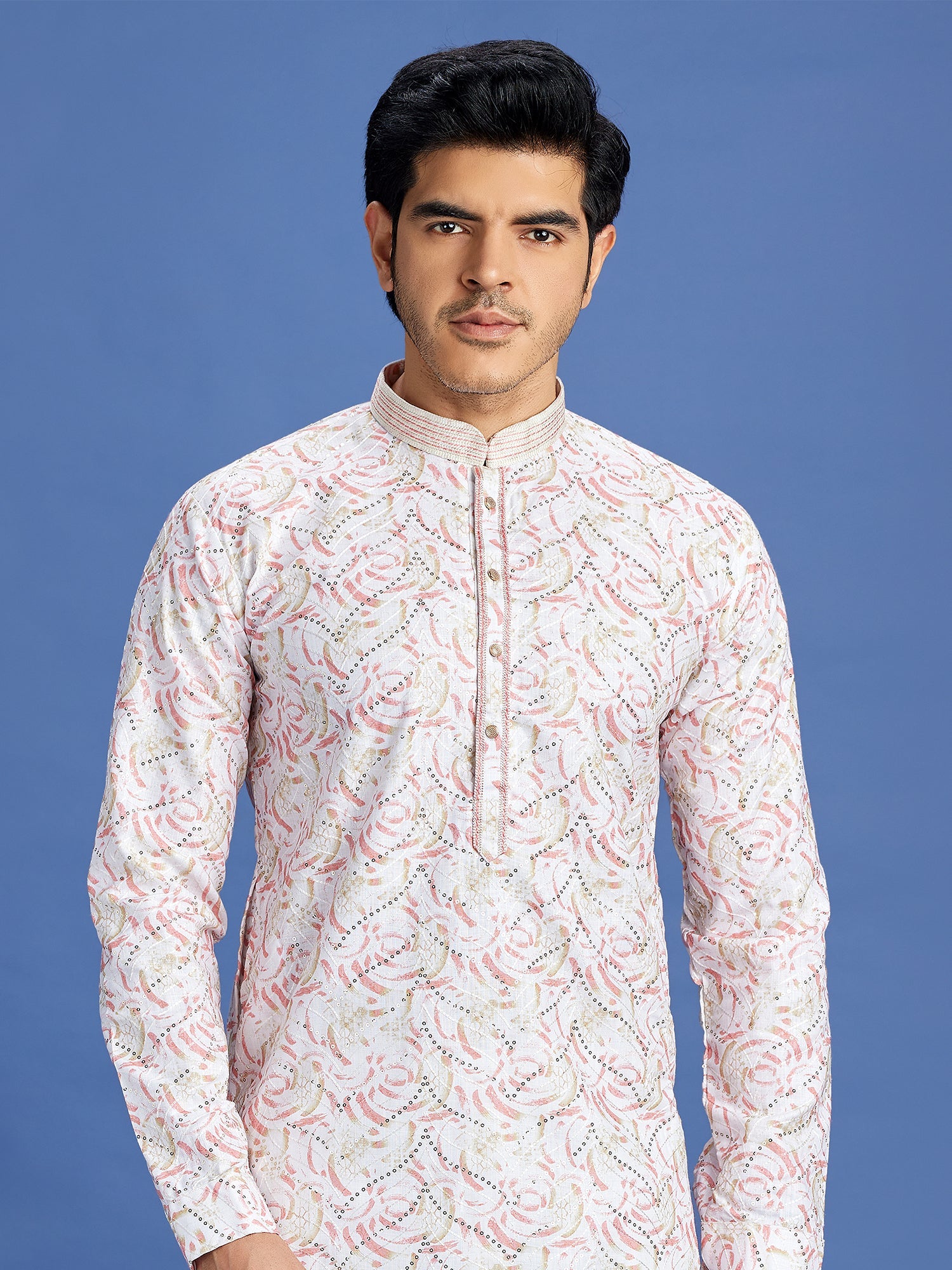 Pink Cotton Embroidered Festive Kurta Pajama