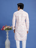 Pink Cotton Embroidered Festive Kurta Pajama