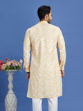 Yellow Cotton Embroidered Festive Kurta Pajama
