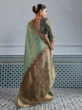 Sea Green Woven Embroidered Kanjivaram Silk Saree