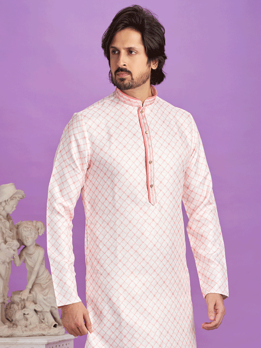 Pink Printed Festive Kurta Pyjama Set