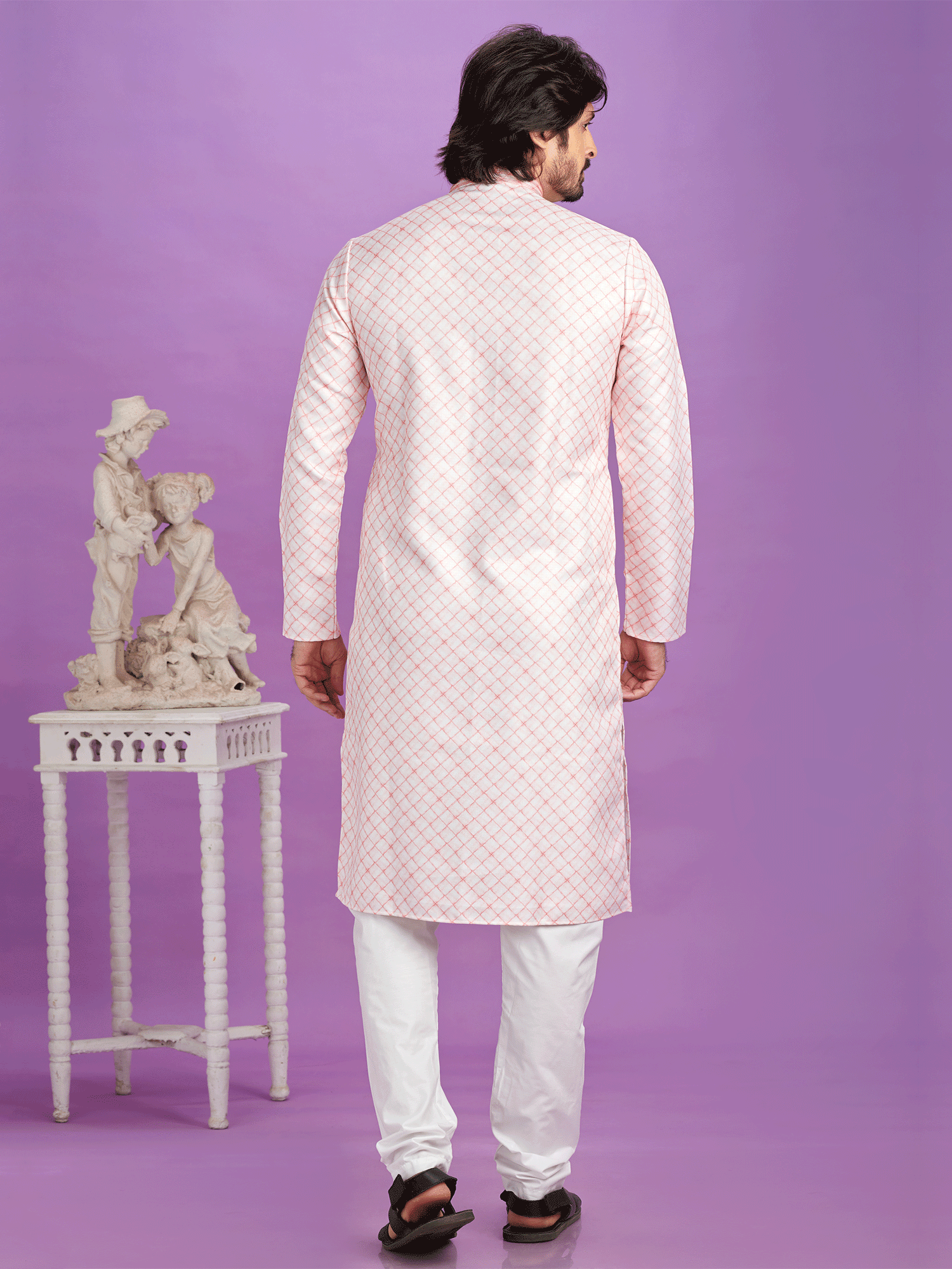 Pink Printed Festive Kurta Pyjama Set