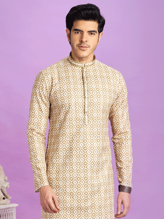Brown Festive Wear Printed Kurta Set