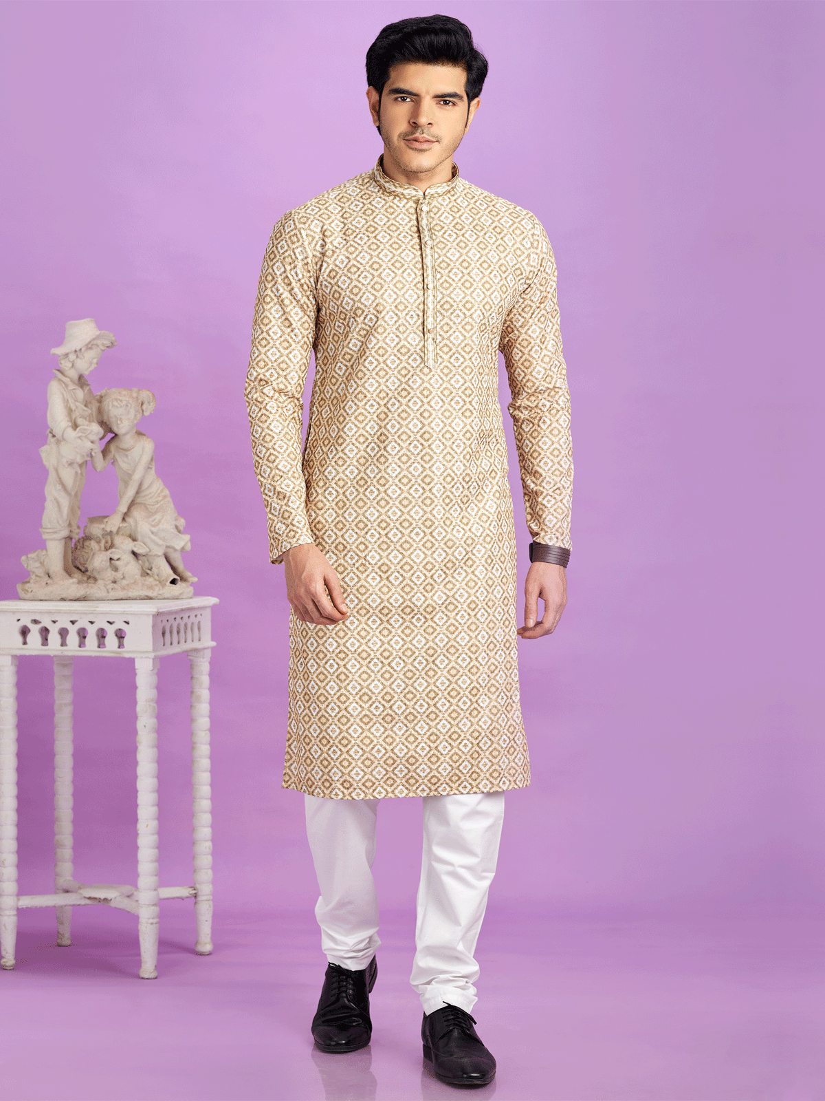 Brown Festive Wear Printed Kurta Set